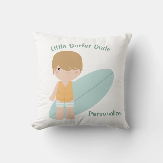 Coussin Little Surfer Dude mignonne Baby Boy Surfboard  (Recto)