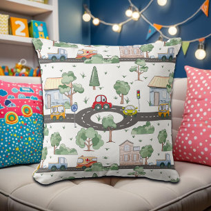 Coussin Little Town & Cars Motif coloré