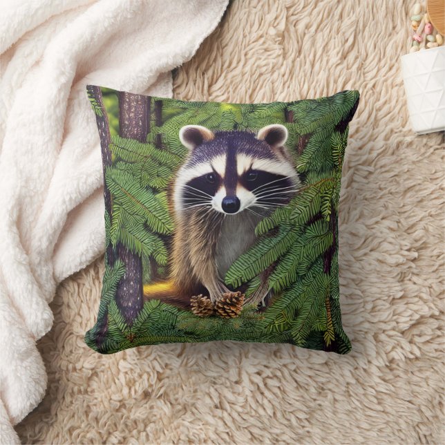 Coussin Little Woodland Wilderness Raccoon (Couverture)
