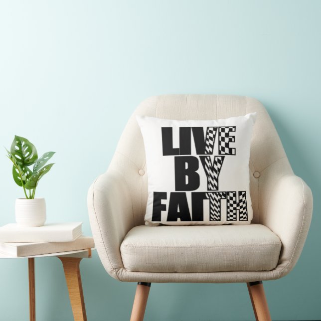 Coussin Live By Faith Christian Thaillow Pillow (Chaise)