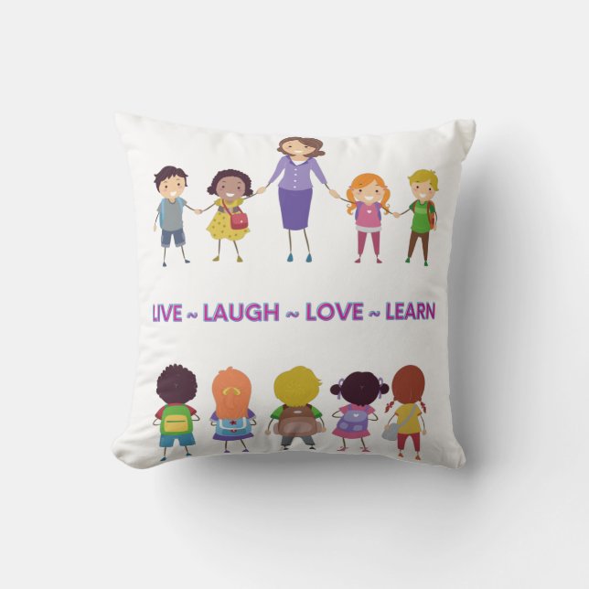 Coussin Live ~ Laugh ~ Amour ~ Apprendre Enseignant de l'é (Recto)