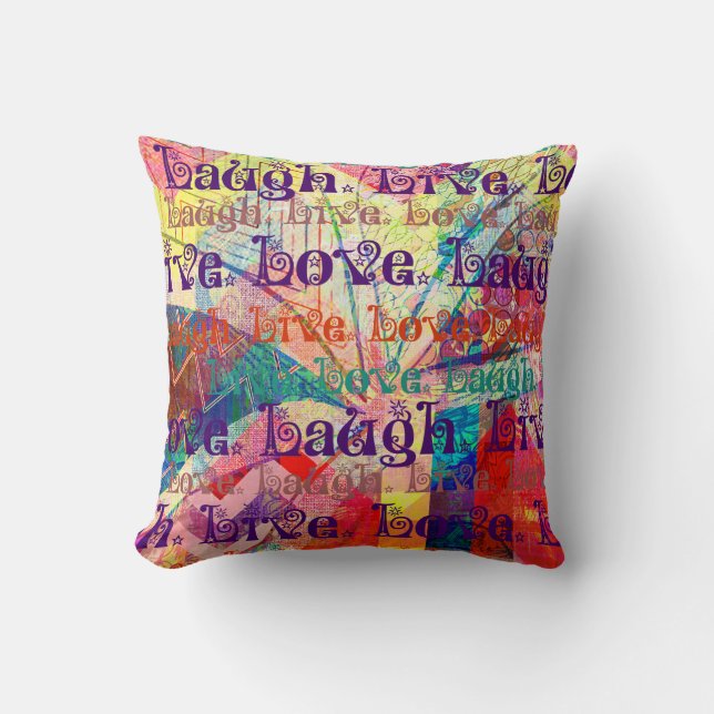 Coussin Live Laugh Love Abstrait Textured Plaid Motif (Recto)