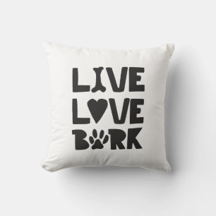Coussin Live Love Bark Happy Bark Dogs Bark Citations K9 Q