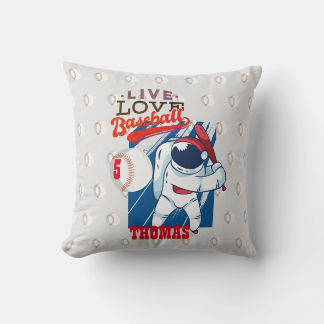 Coussin Live Love BASEBALL Add birthday AGE and Name (Recto)