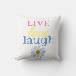 Coussin Live Love Laugh fun coloré type blanc