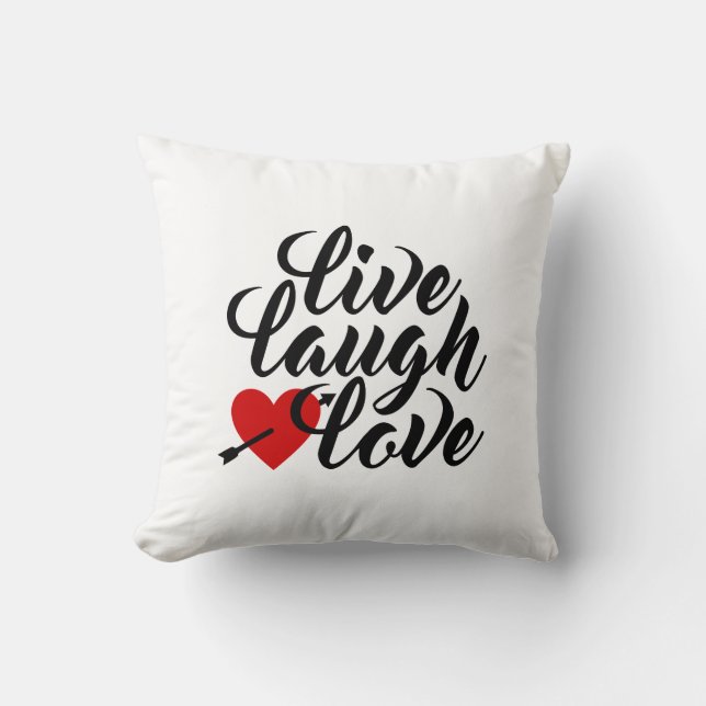Coussin Live Rire Amour Valentine Calligraphie Jeter Oreil (Recto)