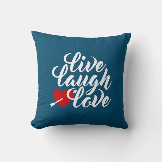 Coussin Live Rire Amour Valentine Calligraphie Jeter Oreil (Recto)