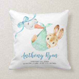 Coussin Livraison spéciale Bunny Baby Stats de naissance
