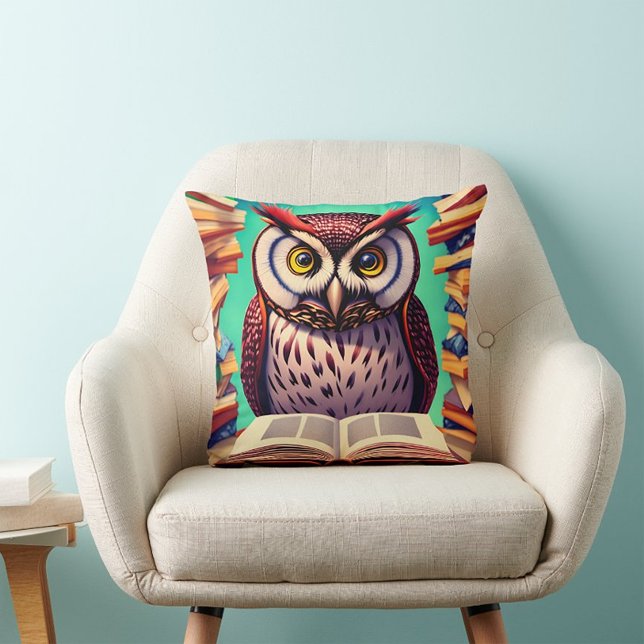 Coussin Livre de lecture de personnage de chouette | oreil (Créateur téléchargé)