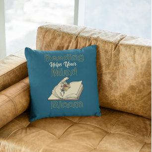 Coussin Livre de lecture Vintage bleu océan Fleurs sauvage