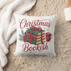 Coussin Livre de Noël Cosy Lecteur Amateur de Livres Xmas