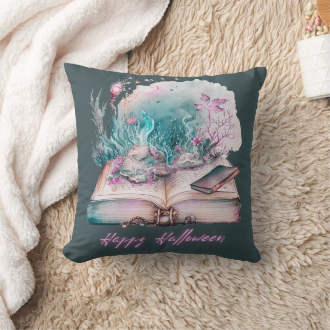 Coussin Livre des ombres Beau Vert Halloween (Couverture)
