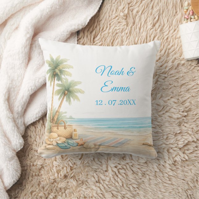 Coussin Livre d'or personnalisé Tons Douce Plage Élégant R (Couverture)