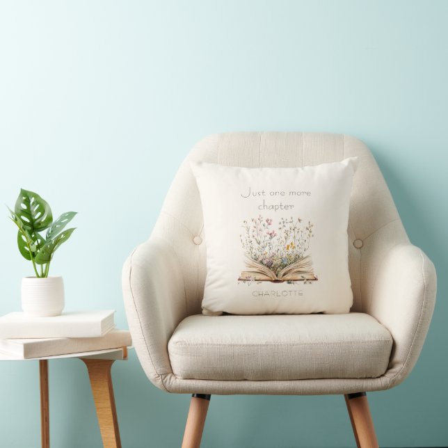 Coussin Livre floral aquarelle Just One More Chapter (Chaise)