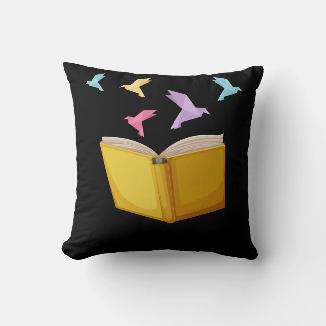 Coussin Livre Lover Origami Bookworm Lecteur de littératur (Recto)