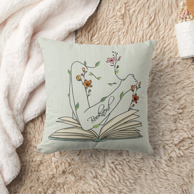 Coussin Livre nerd fleurs sauvages délicates ouvrir livre  (Couverture)