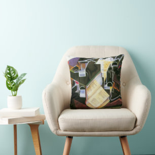 Coussin Livre, Pipe et lunettes, Juan Gris, Cubisme Vintag