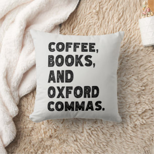Coussin Livres À Café Et Oxford Commas Cool Enseignant Drô