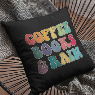 Coussin Livres à café et pluie