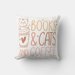 Coussin Livres Cats Café