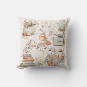 Coussin Livres Champignon Floral Fantaisiste Art Cottageco