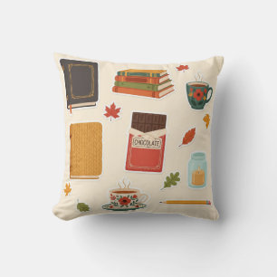 Coussin Livres & Chocolat d'Automne