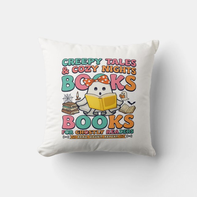 Coussin Livres Contes Effrayants Fantômes Lecture Toile D' (Recto)