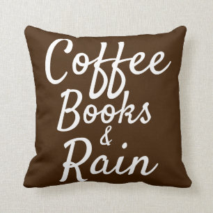 Coussin Livres de café et pluie Citation tendance réversib