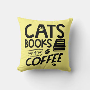 Coussin Livres de chats Café Vermisseau Lecture Chat migno