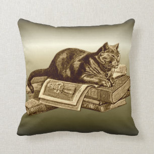 Coussin Livres de lecture de chat de Kitty de rat de