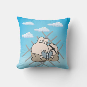 Coussin Livres de lecture de lapins mignons Accent de pépi