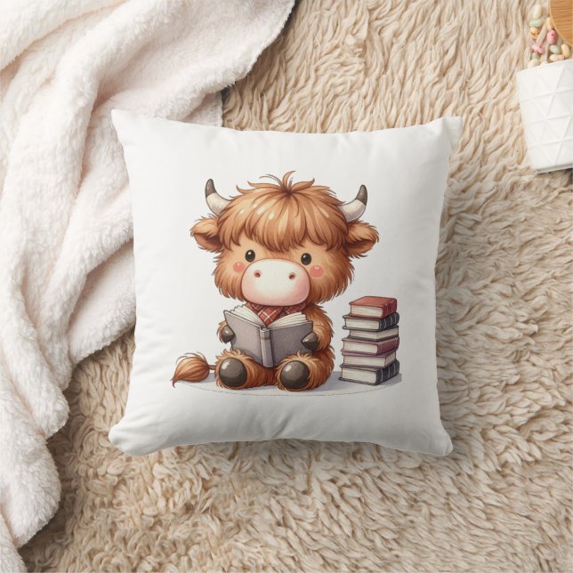 Coussin Livres de lecture Highland Cow (Couverture)