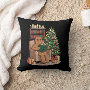 Coussin Livres de lecture Rétro Gingerbread Noël Enseignan