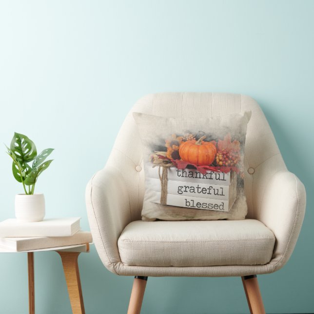 Coussin Livres de Thanksgiving avec Citrouille (Chaise)