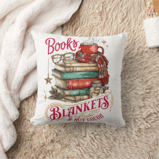 Coussin Livres Écharpes et Chocolat Chaud 