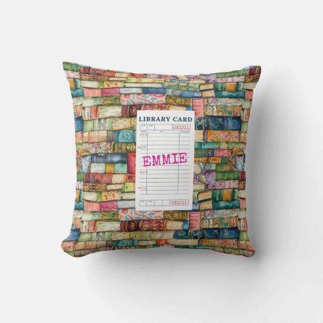 Coussin Livres empilés esthétique aquarelle (Recto)