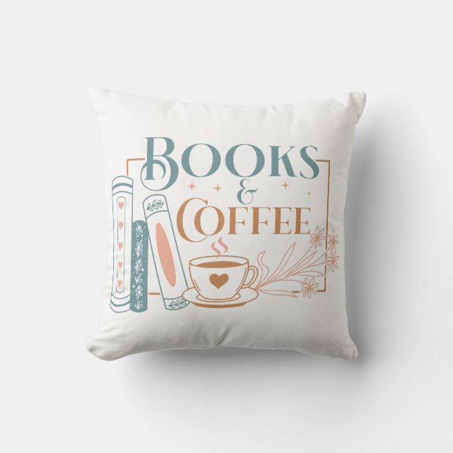 Coussin Livres Et Café (Recto)