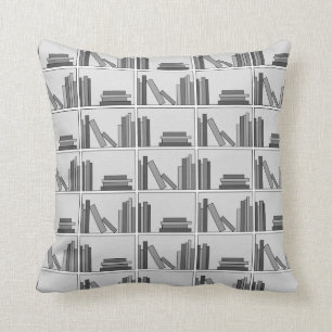 Coussin Livres sur l'étagère. Monochrome