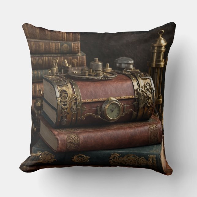 Coussin Livres Vintages Steampunk (Recto)