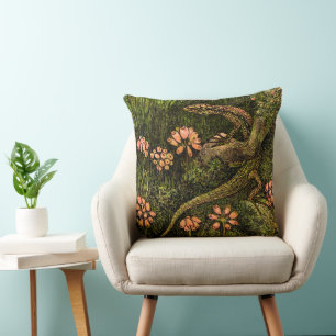 Coussin Lizard et Fleur sauvage de style Art nouveau néerl