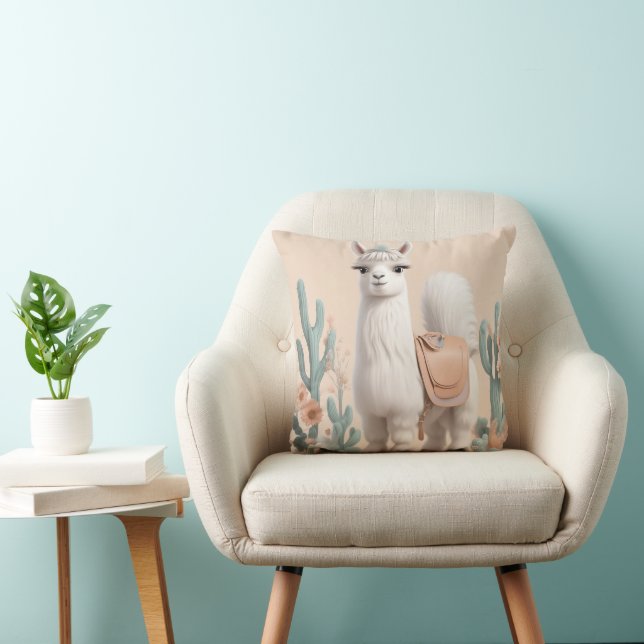 Coussin Llama à selle dans le désert (Chaise)