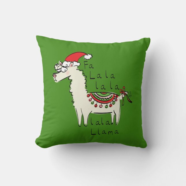 Coussin Llama Cute Drôle Noël Vacances (Recto)