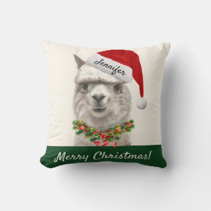 Coussin Llama de Noël personnalisée Sourires Jeter oreille