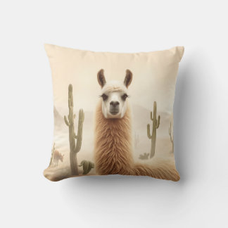 Coussin Llama de sable doux avec courant de cactus