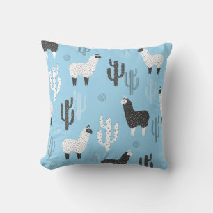 Coussin Llama et cactus, motif mignon.