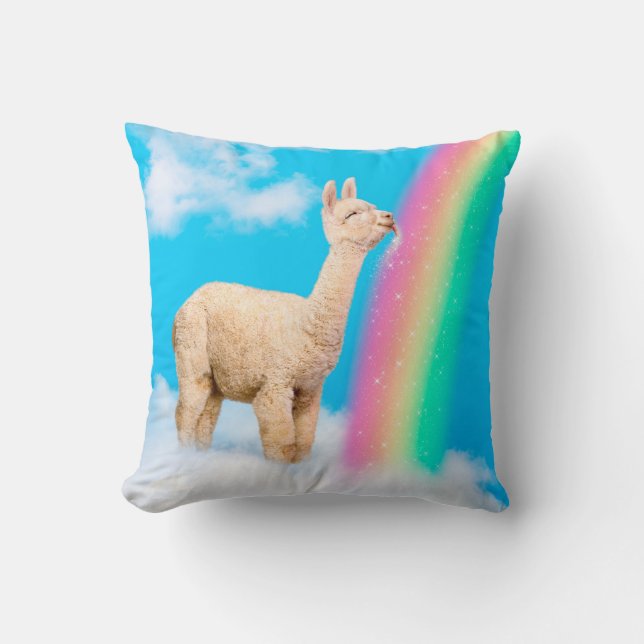 Coussin Llama Licking Rainbow (Recto)