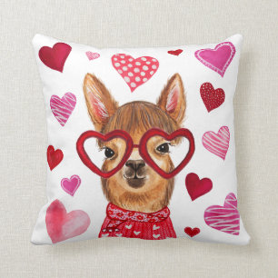 Coussin Llama Love Décoratif Saint Valentin Jeu d'oreiller