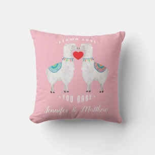 Coussin Llama Love You Babe Noms de couples personnalisés
