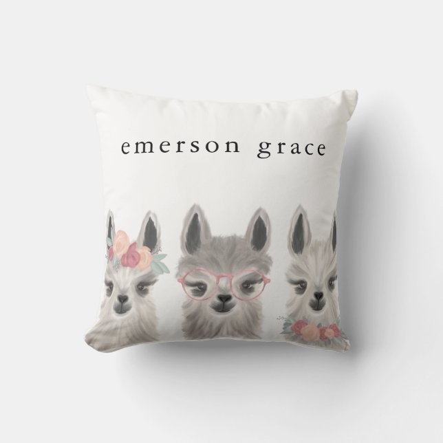 Coussin Llama Name Floral Throw (Recto)