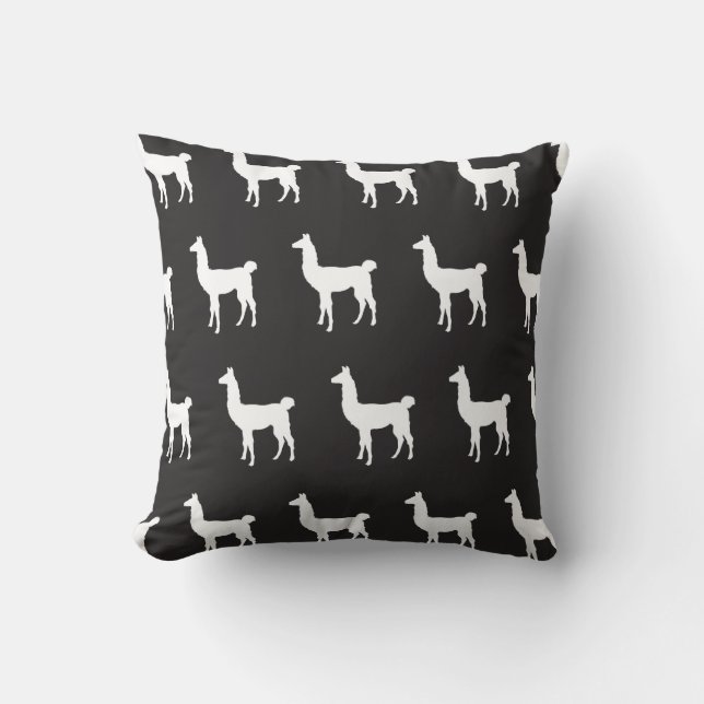 Coussin Llama noir blanc (Recto)